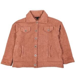 TAHARI 90's Oversized Button Down Trucker Teddy Sherpa Jacket Womens XL Rust